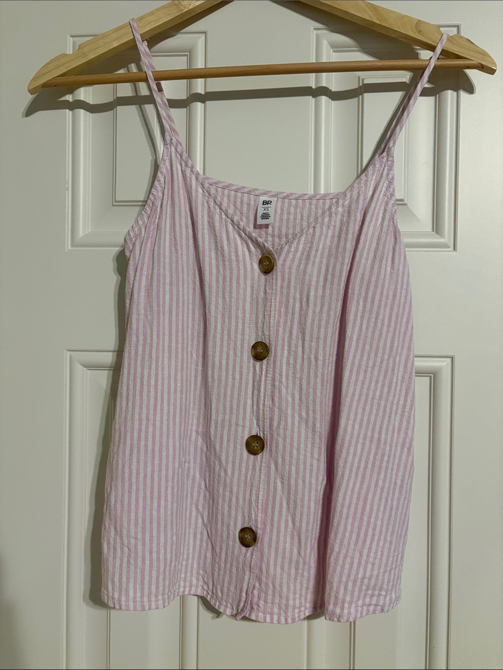 bp. Pink & White Striped Button-Front Tank Top